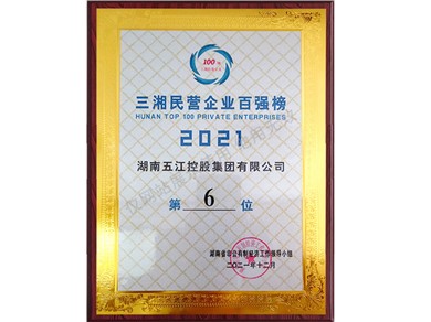 三湘民營企業500強榜第6位（2021年）